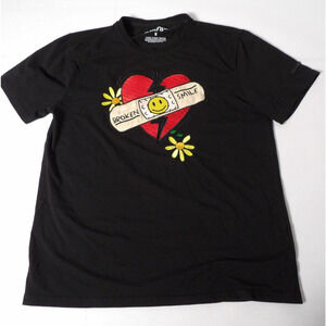 BKYS Tee Shirt Medium Broken Smile Band Aid Black Embroidered Streetware